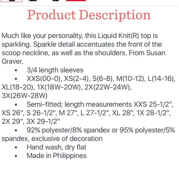 Susan Graver liquid knit scoop neck top with border sparkles - Picture 16 of 16